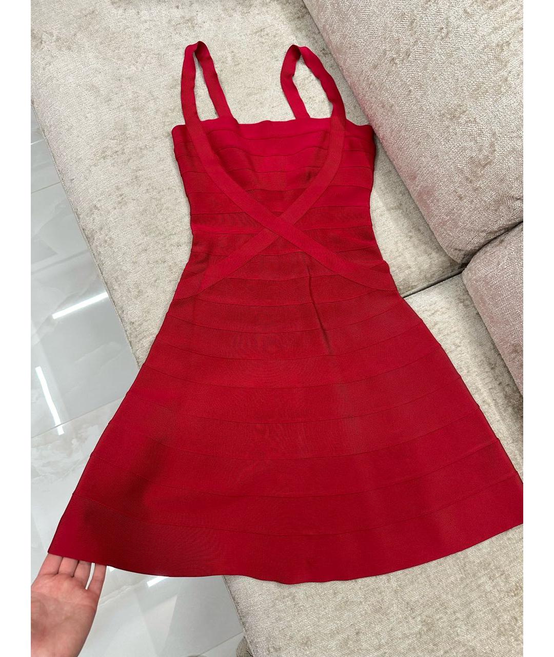 HERVE LEGER Красное коктейльное платье, фото 7