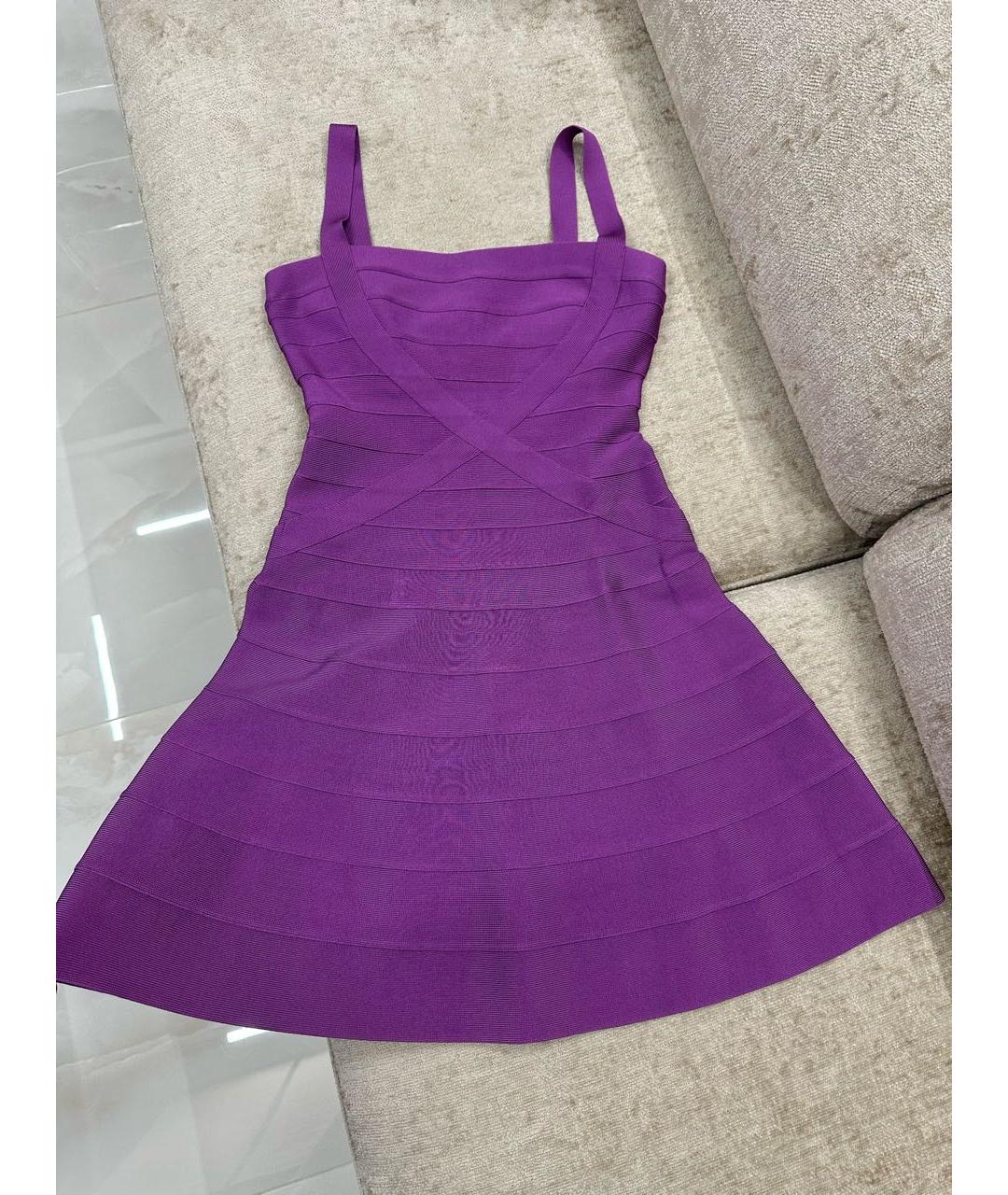 HERVE LEGER Фиолетовое коктейльное платье, фото 7