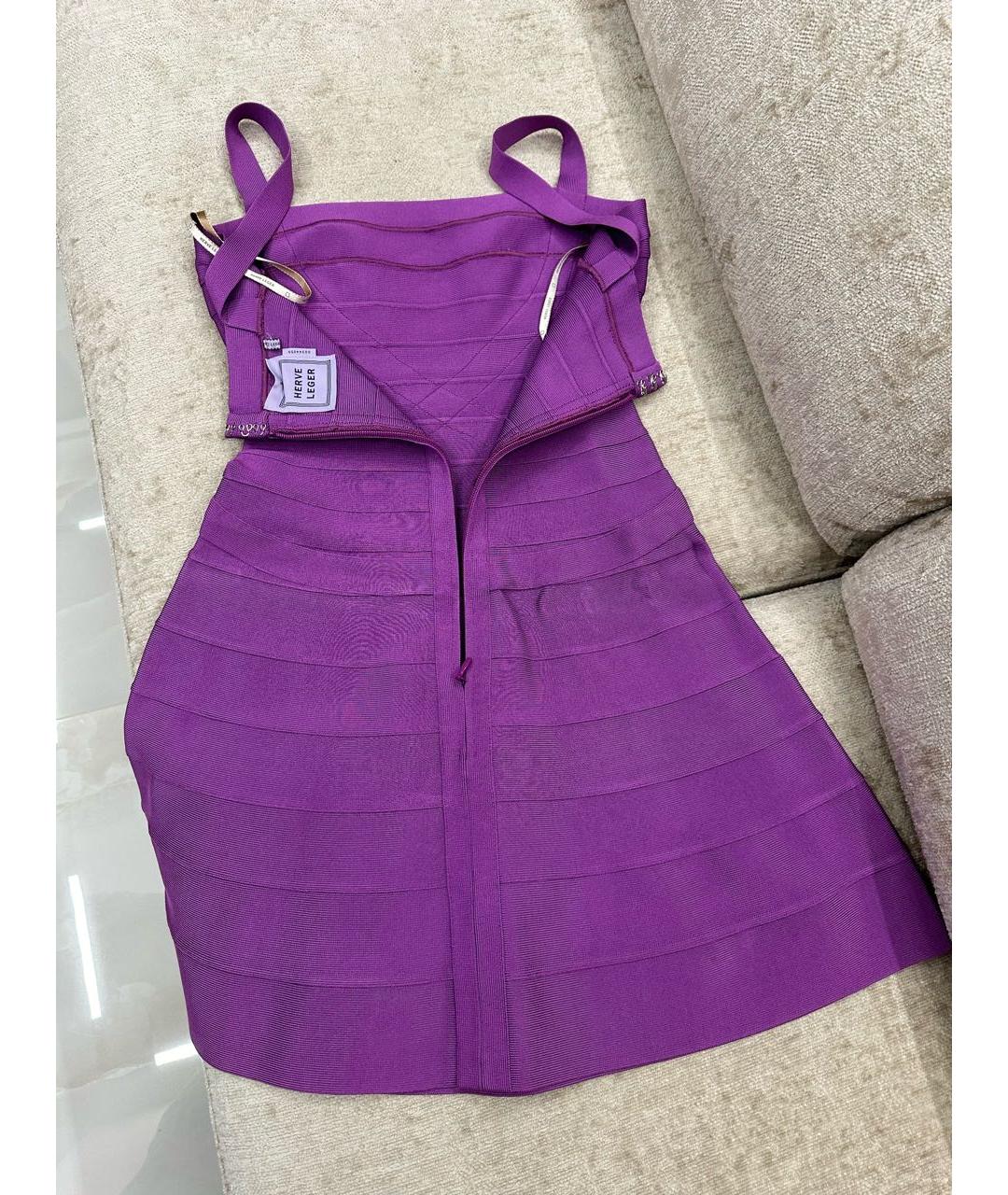HERVE LEGER Фиолетовое коктейльное платье, фото 3