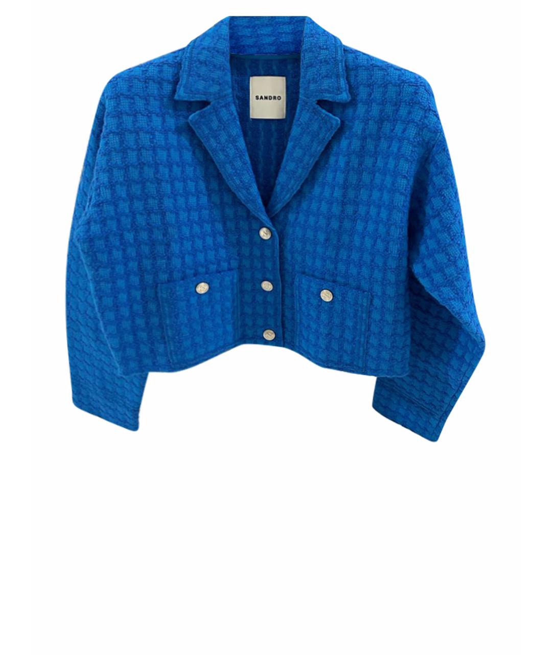 SANDRO Синий твидовый джемпер / свитер, фото 1