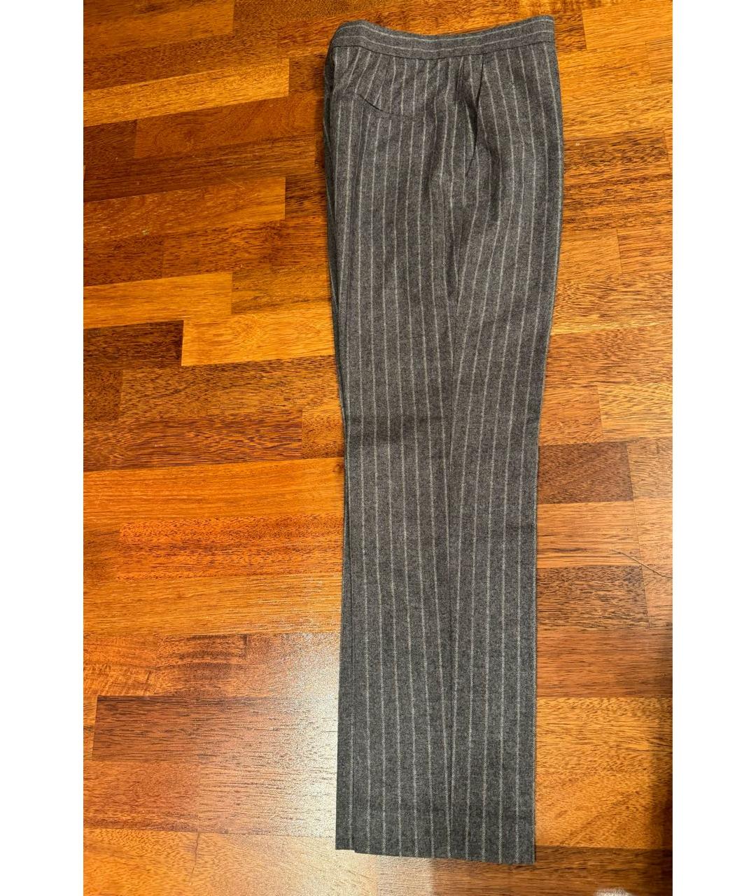 MSGM Серые шерстяные прямые брюки, фото 4