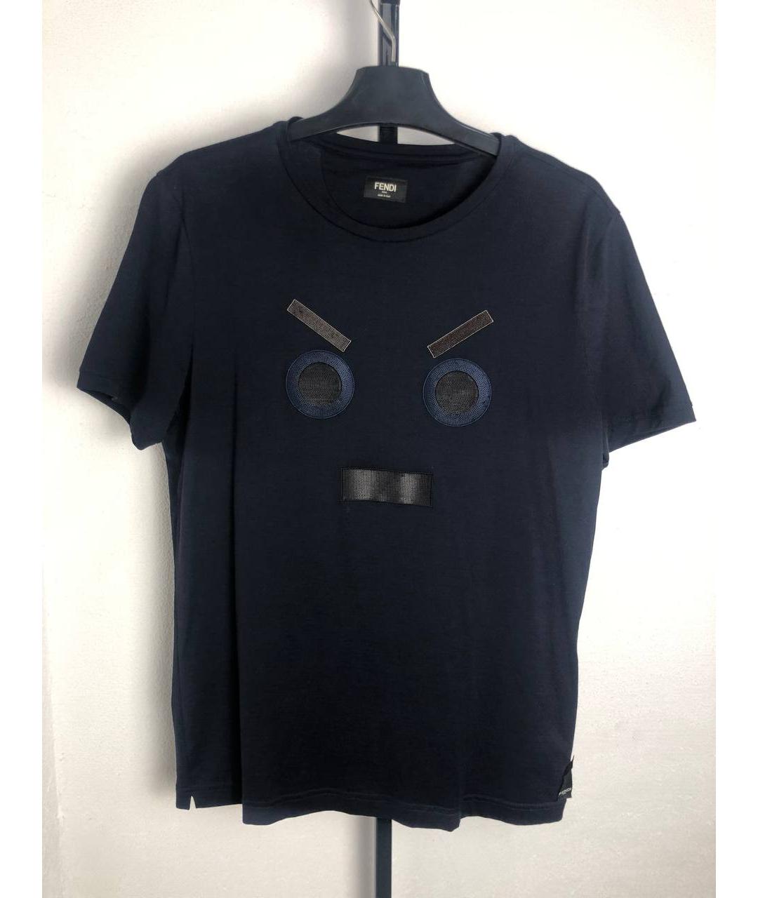 FENDI Синяя хлопковая футболка, фото 8
