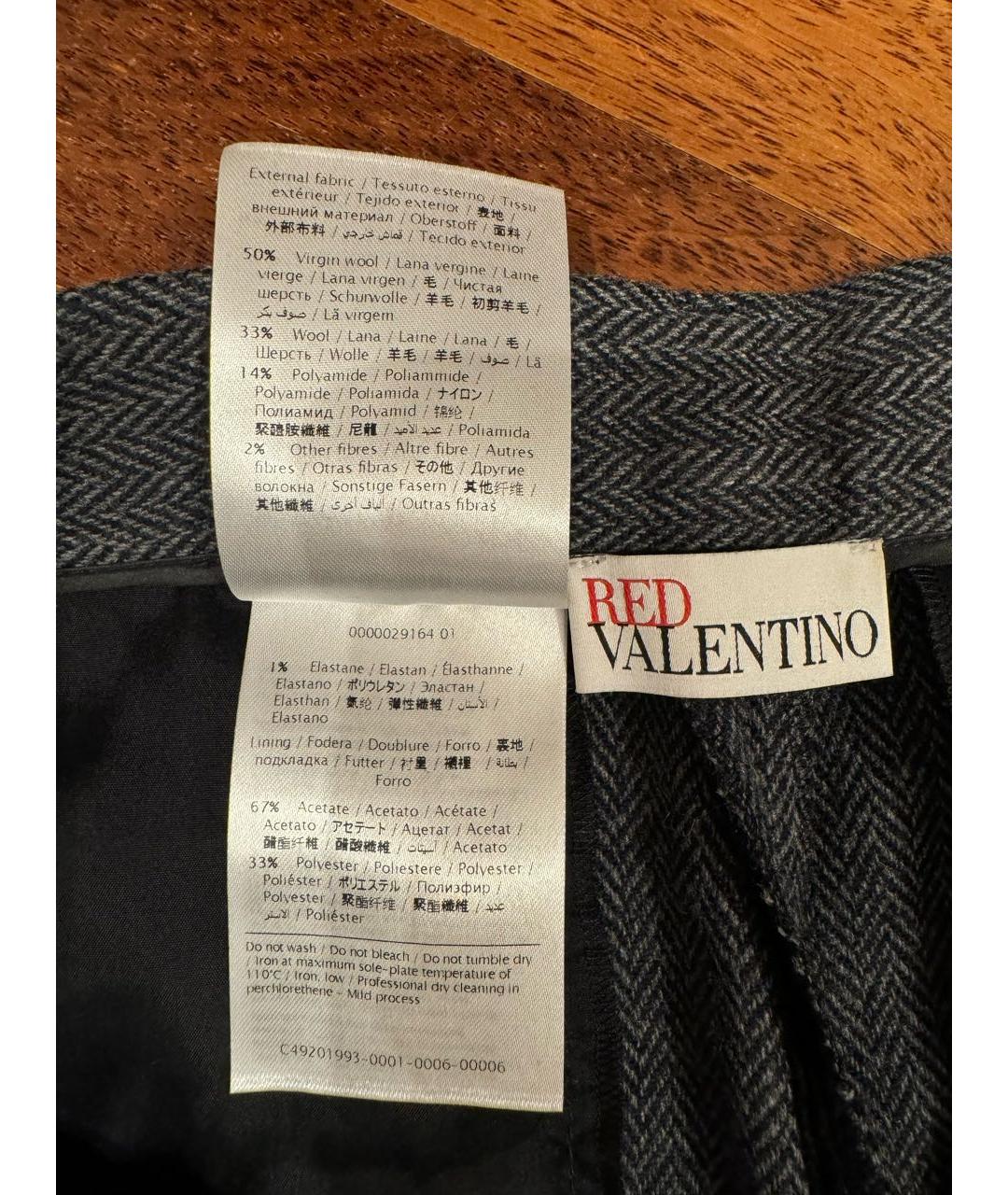 RED VALENTINO Антрацитовые шерстяные прямые брюки, фото 4
