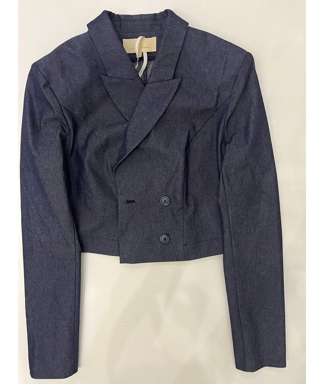 YANA DRESS Темно-синий хлопковый жакет/пиджак, фото 5