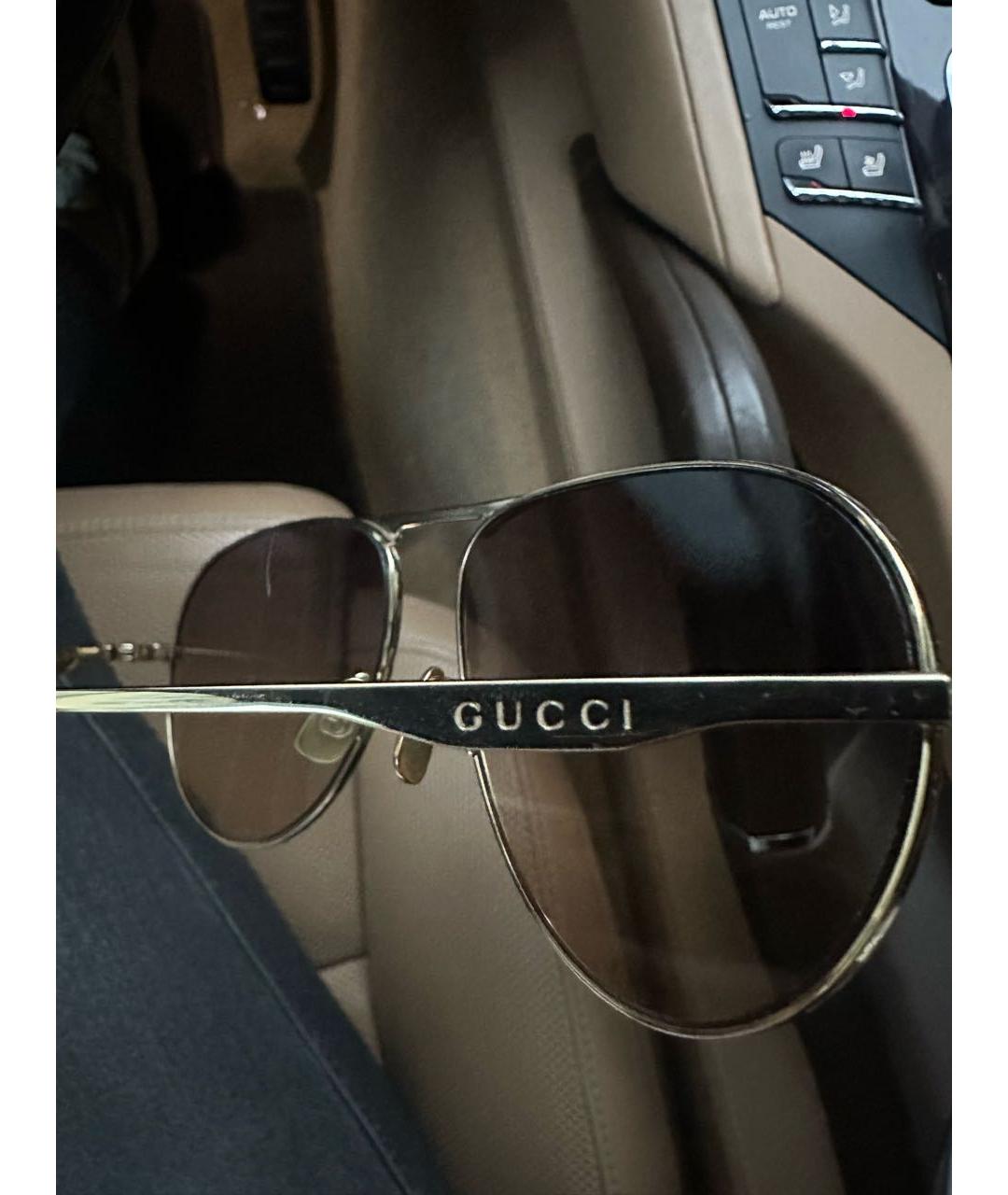 GUCCI Золотые металлические солнцезащитные очки, фото 4