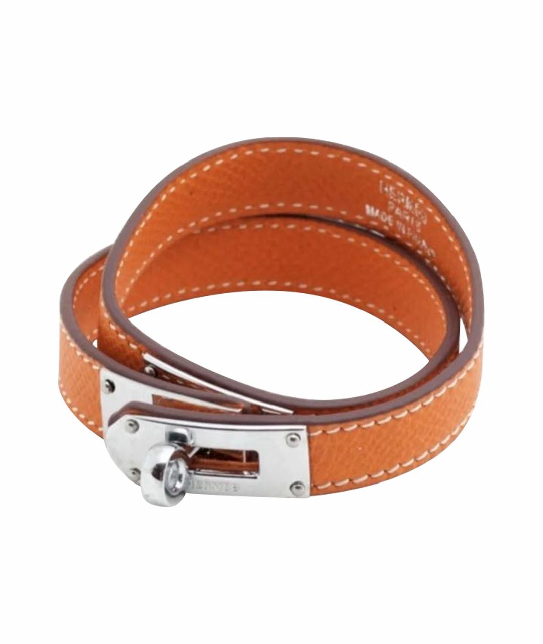 HERMES PRE-OWNED Оранжевый кожаный браслет, фото 1
