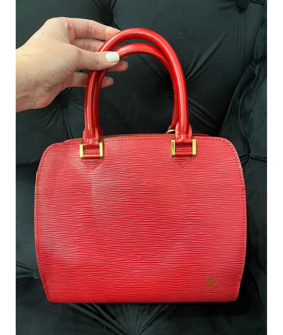 LOUIS VUITTON PRE-OWNED Красная кожаная сумка с короткими ручками, фото 9