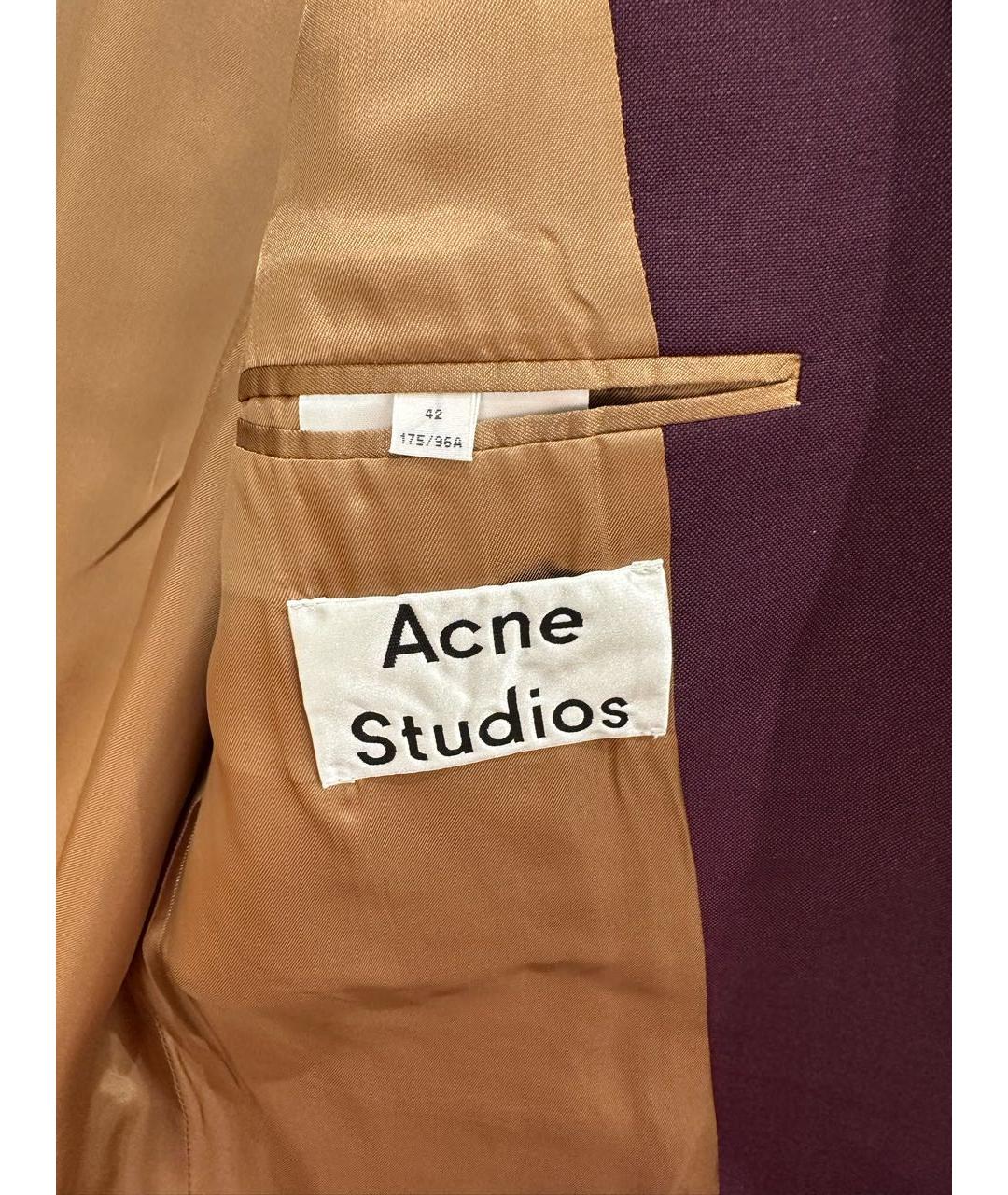 ACNE STUDIOS Фиолетовый шерстяной костюм с брюками, фото 4