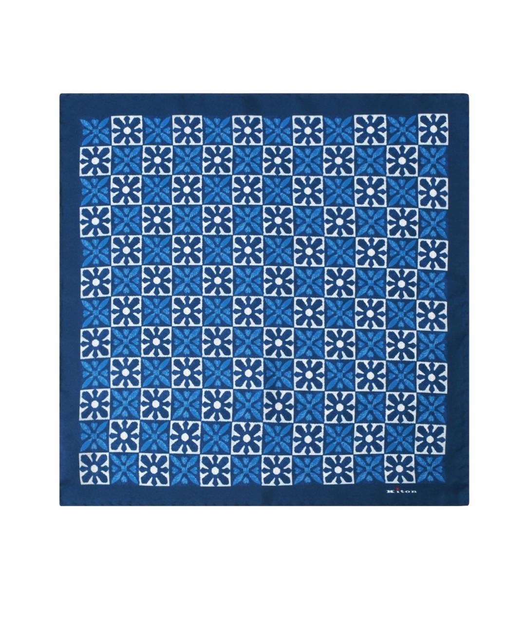 KITON Синий шелковый платок, фото 1