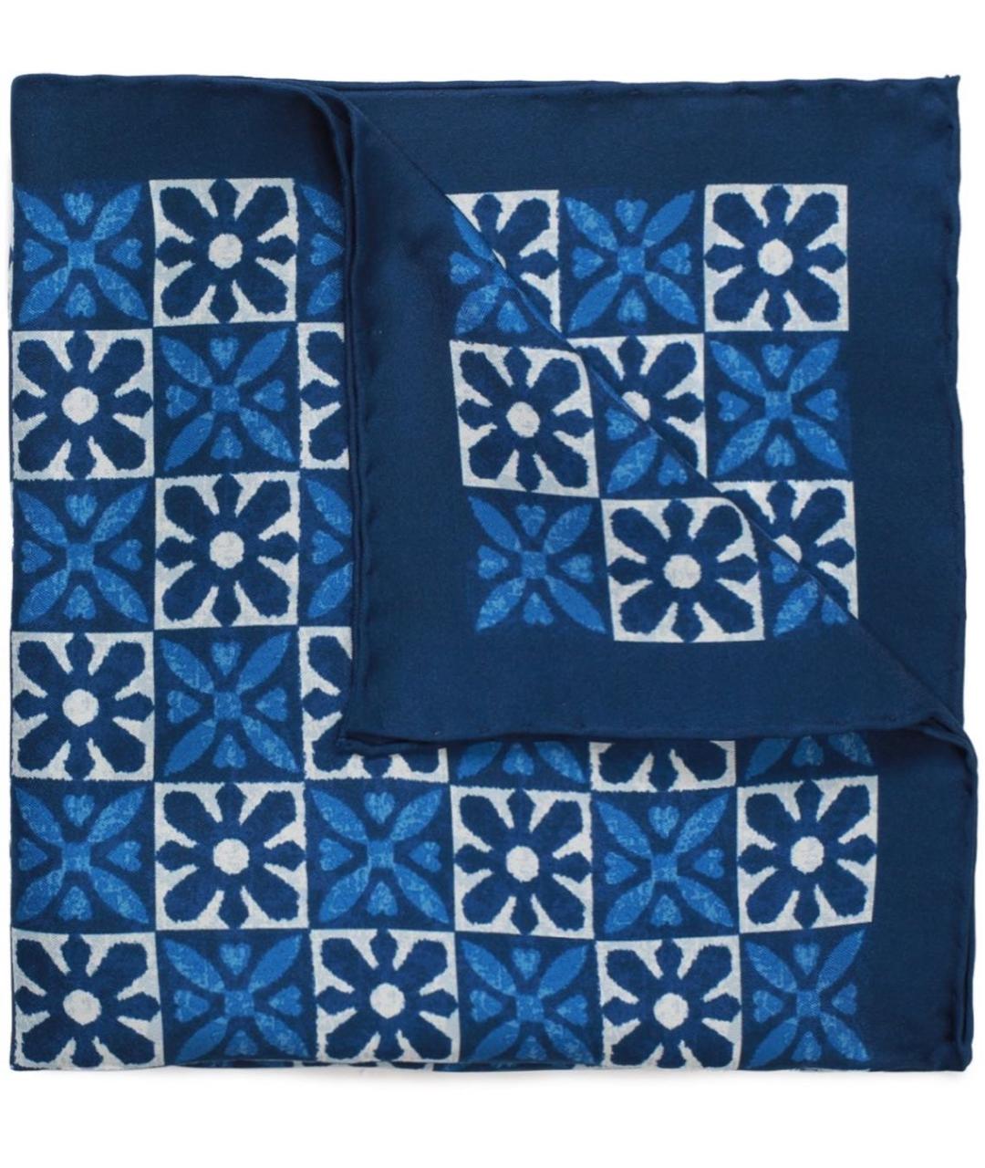 KITON Синий шелковый платок, фото 2