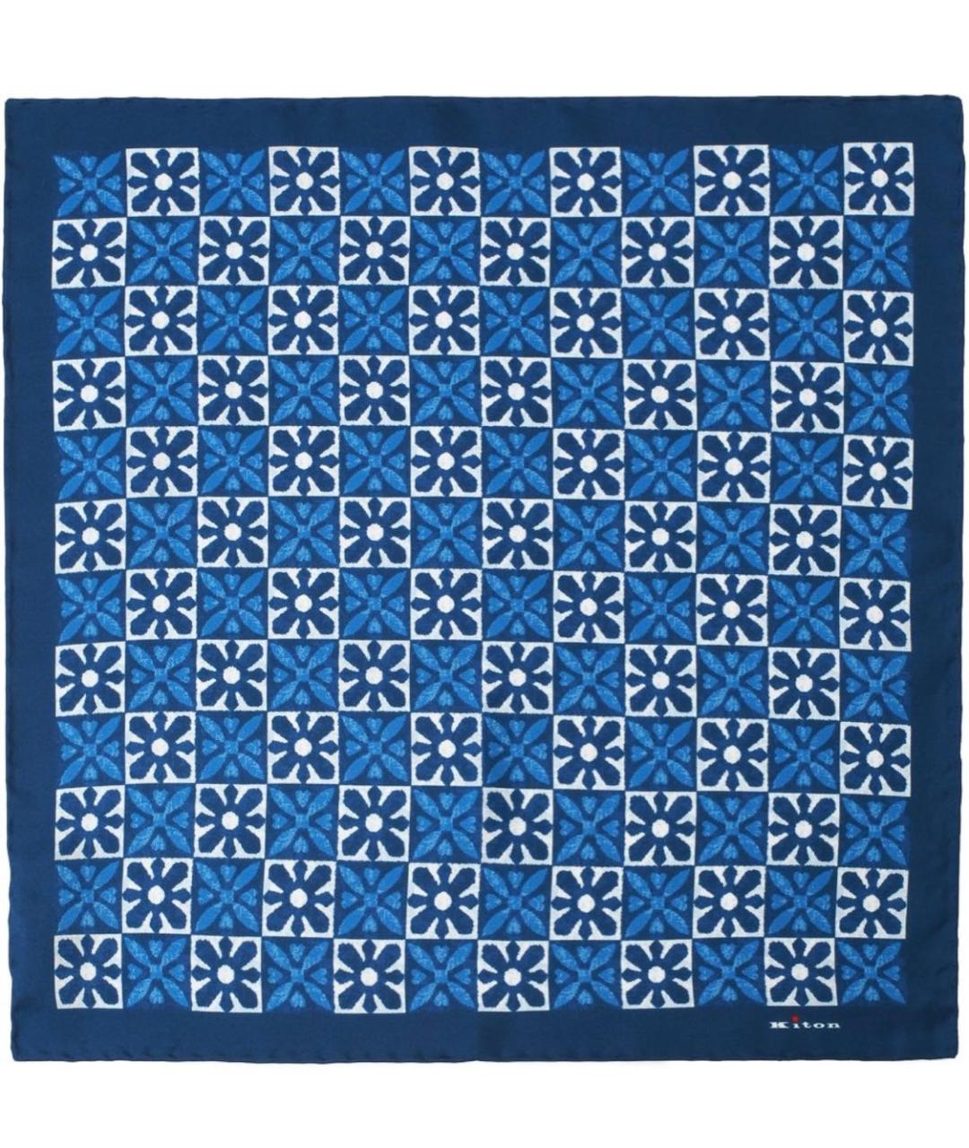 KITON Синий шелковый платок, фото 5