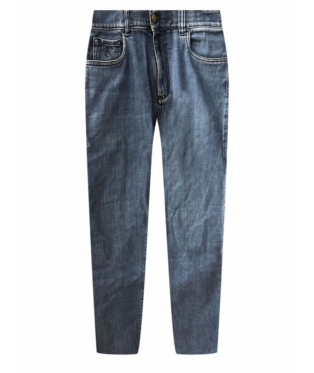CANALI Бирюзовые хлопко-кашемировые джинсы скинни, фото 1