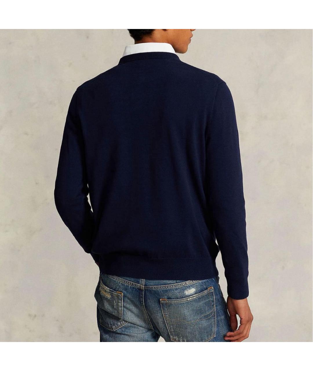 POLO RALPH LAUREN Темно-синий хлопковый джемпер / свитер, фото 3