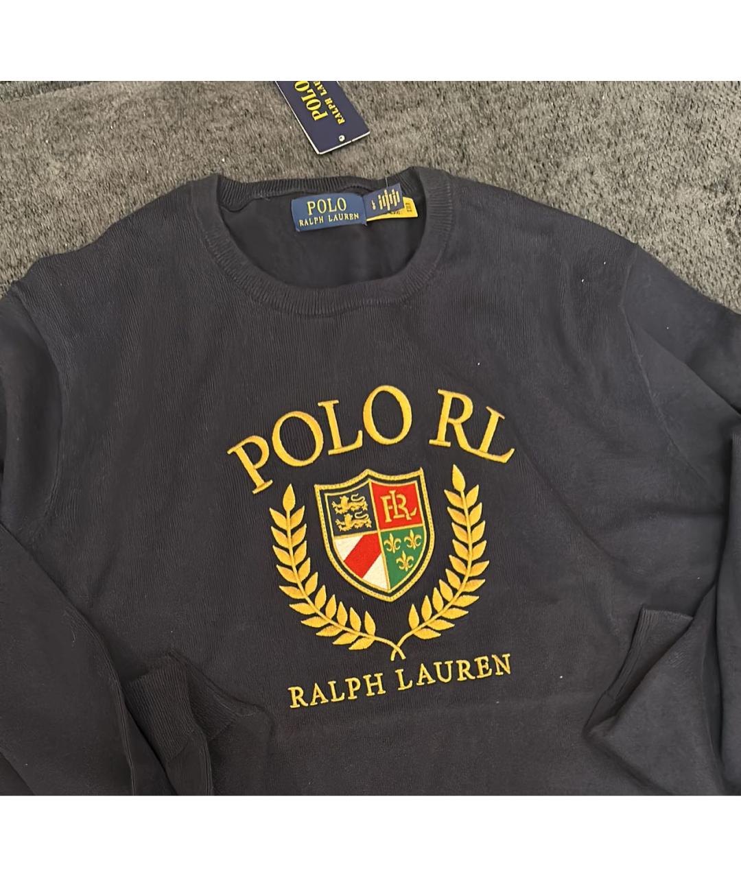 POLO RALPH LAUREN Темно-синий хлопковый джемпер / свитер, фото 6