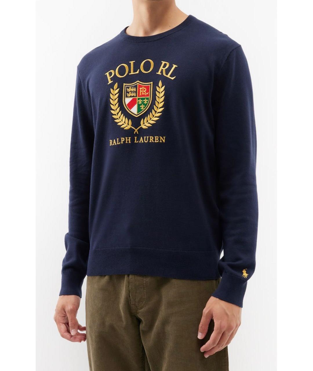 POLO RALPH LAUREN Темно-синий хлопковый джемпер / свитер, фото 8