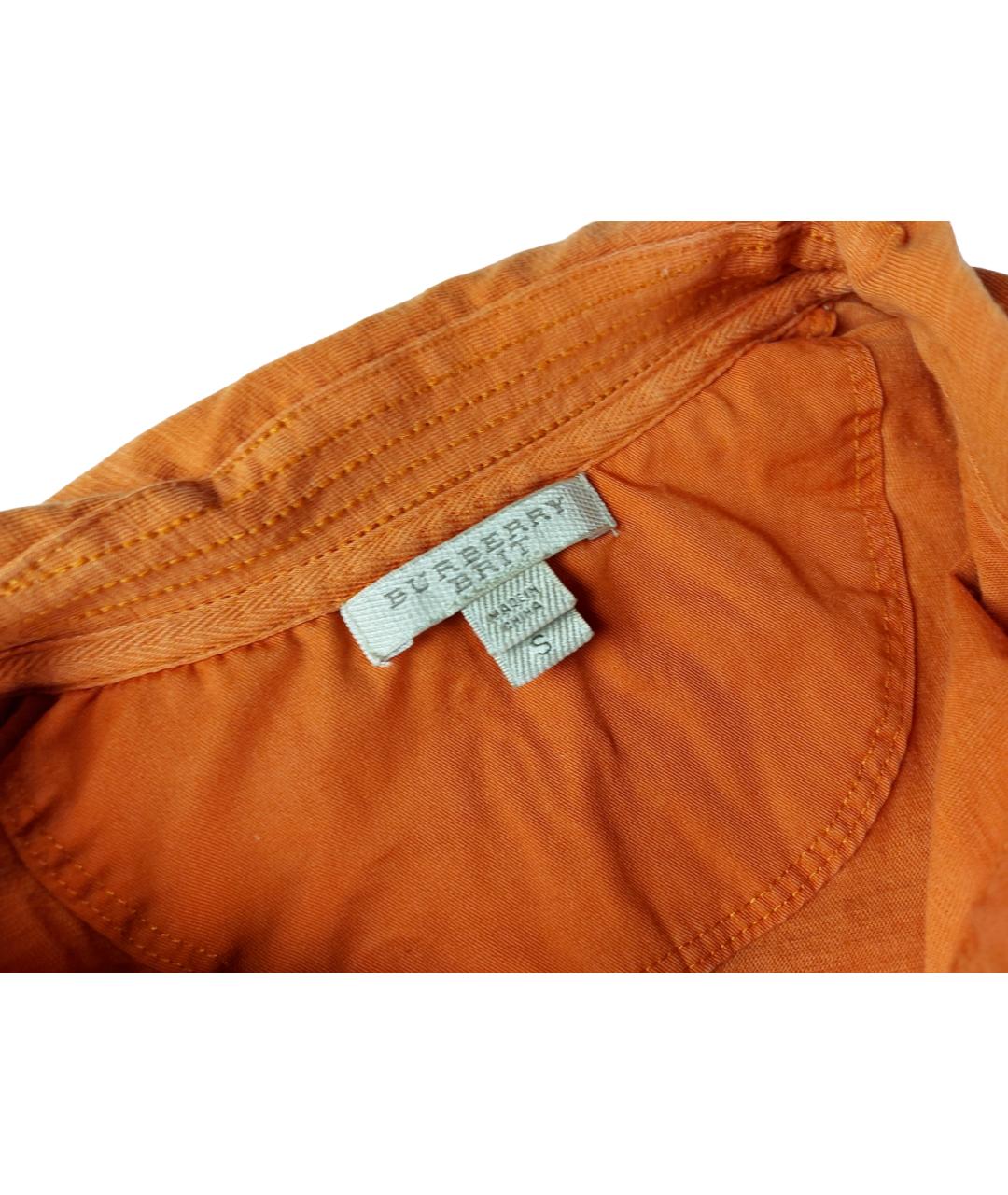 BURBERRY Оранжевое хлопковое поло с длинным рукавом, фото 3