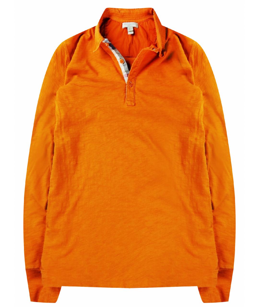 BURBERRY Оранжевое хлопковое поло с длинным рукавом, фото 1