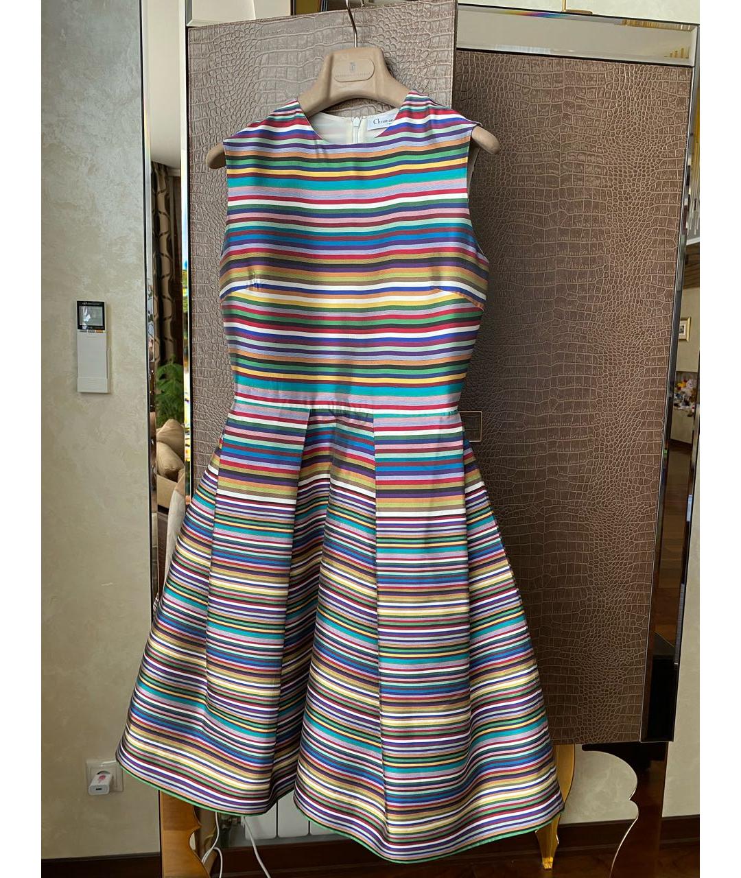 CHRISTIAN DIOR Мульти шелковое коктейльное платье, фото 3