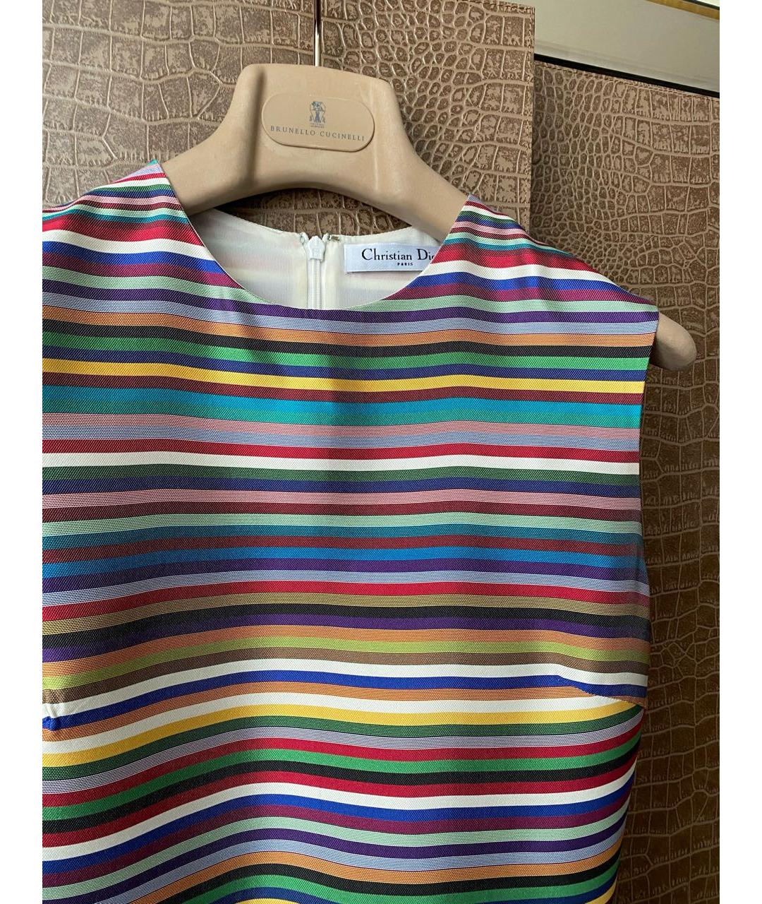 CHRISTIAN DIOR Мульти шелковое коктейльное платье, фото 2