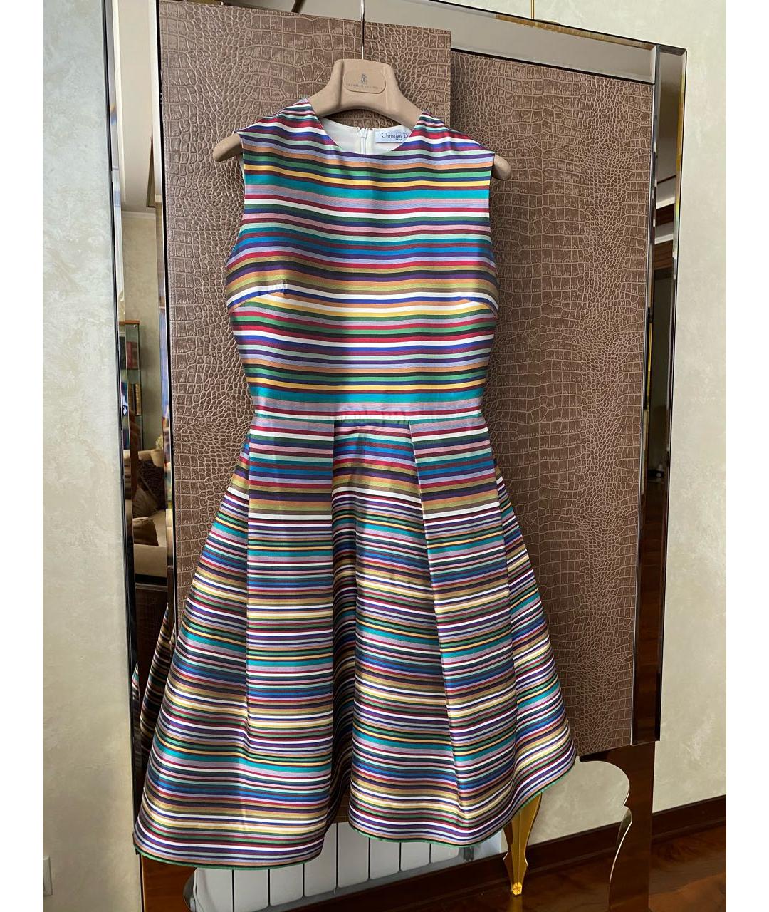 CHRISTIAN DIOR Мульти шелковое коктейльное платье, фото 4