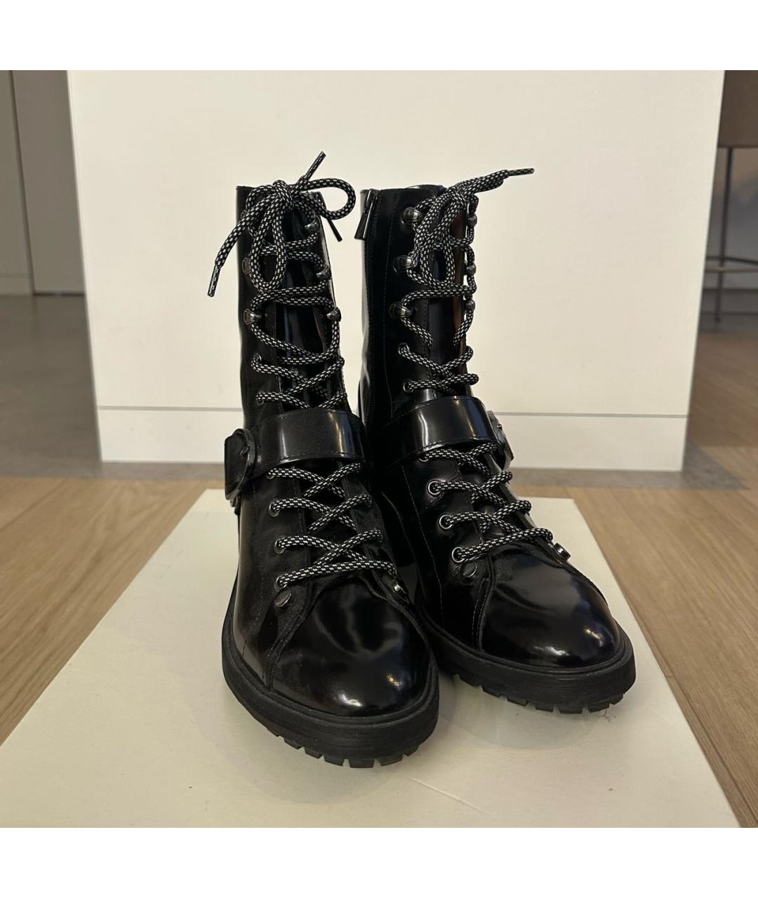 EMPORIO ARMANI Черные ботинки из лакированной кожи, фото 3
