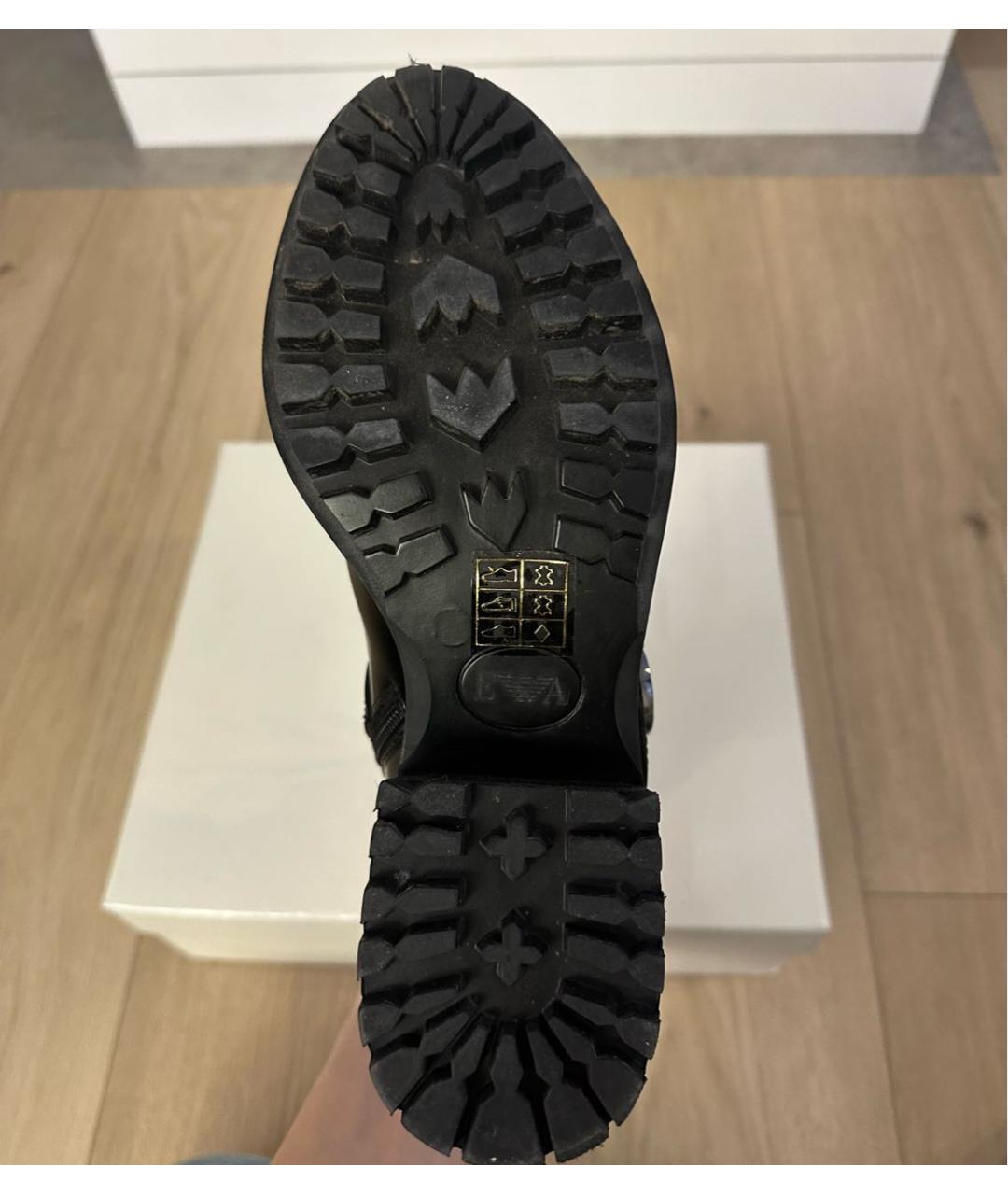 EMPORIO ARMANI Черные ботинки из лакированной кожи, фото 8