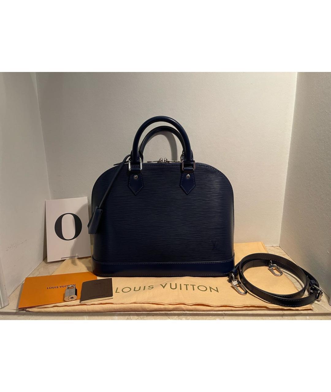 LOUIS VUITTON PRE-OWNED Темно-синяя кожаная сумка с короткими ручками, фото 2