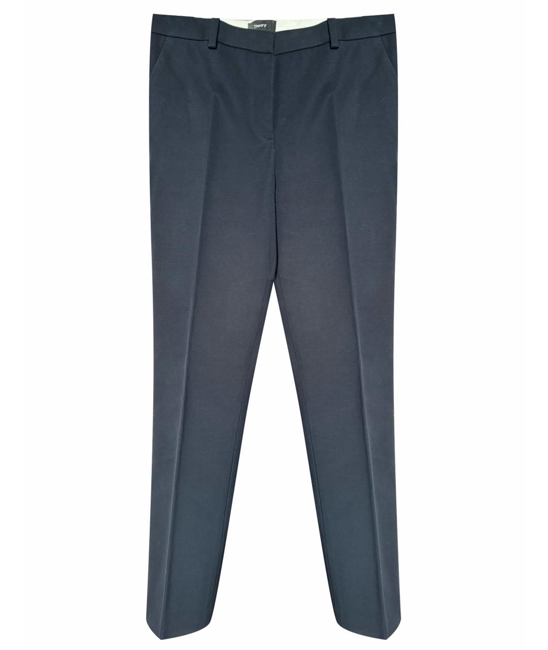 THEORY Темно-синие хлопковые прямые брюки, фото 1