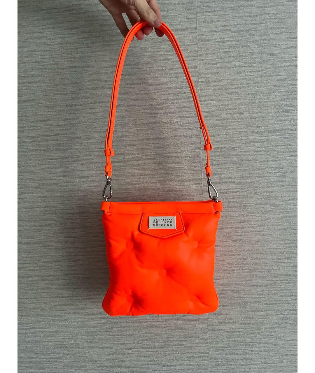 MAISON MARGIELA Оранжевая кожаная сумка на плечо, фото 8
