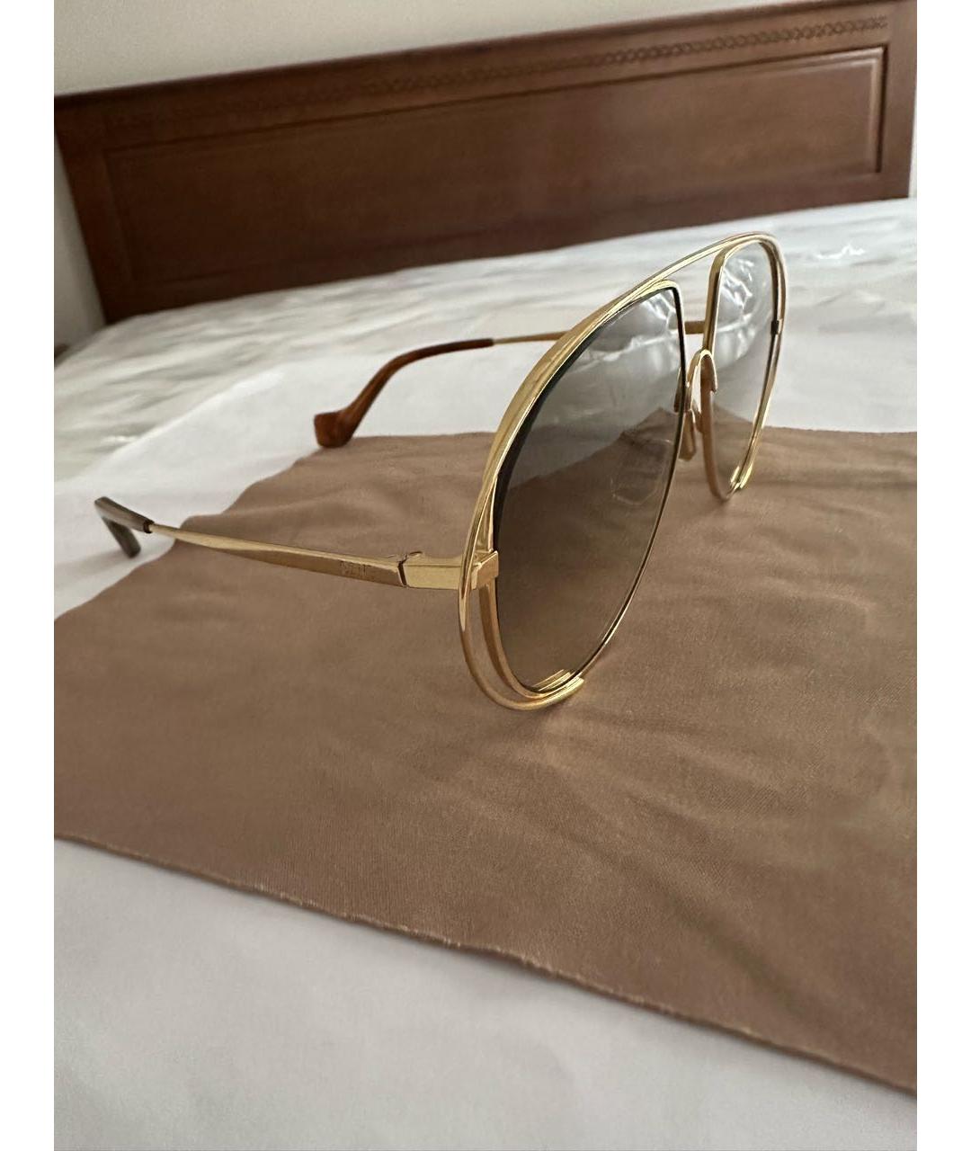 LOEWE Золотые металлические солнцезащитные очки, фото 2