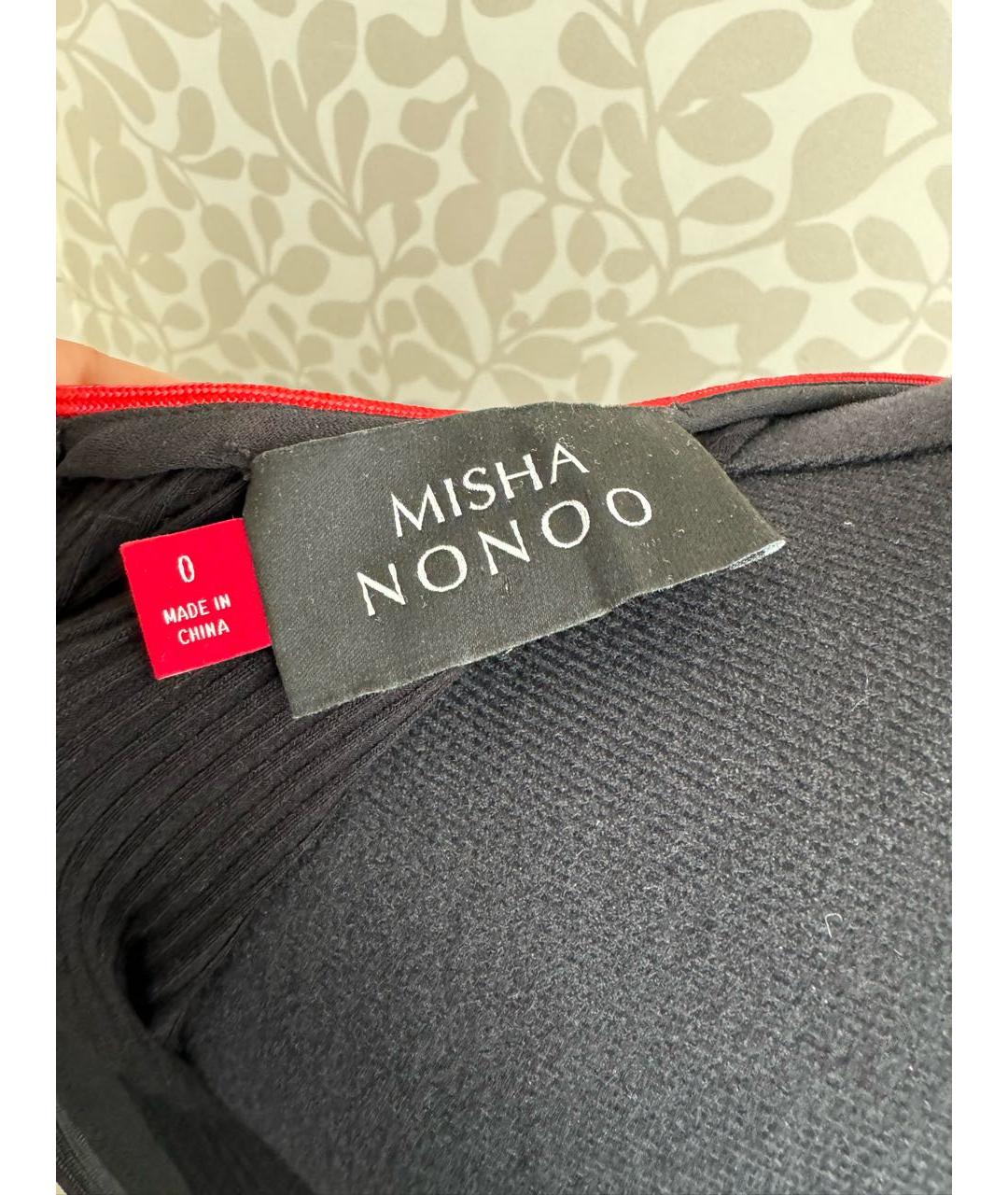 MISHA NONOO Черное шелковое повседневное платье, фото 5