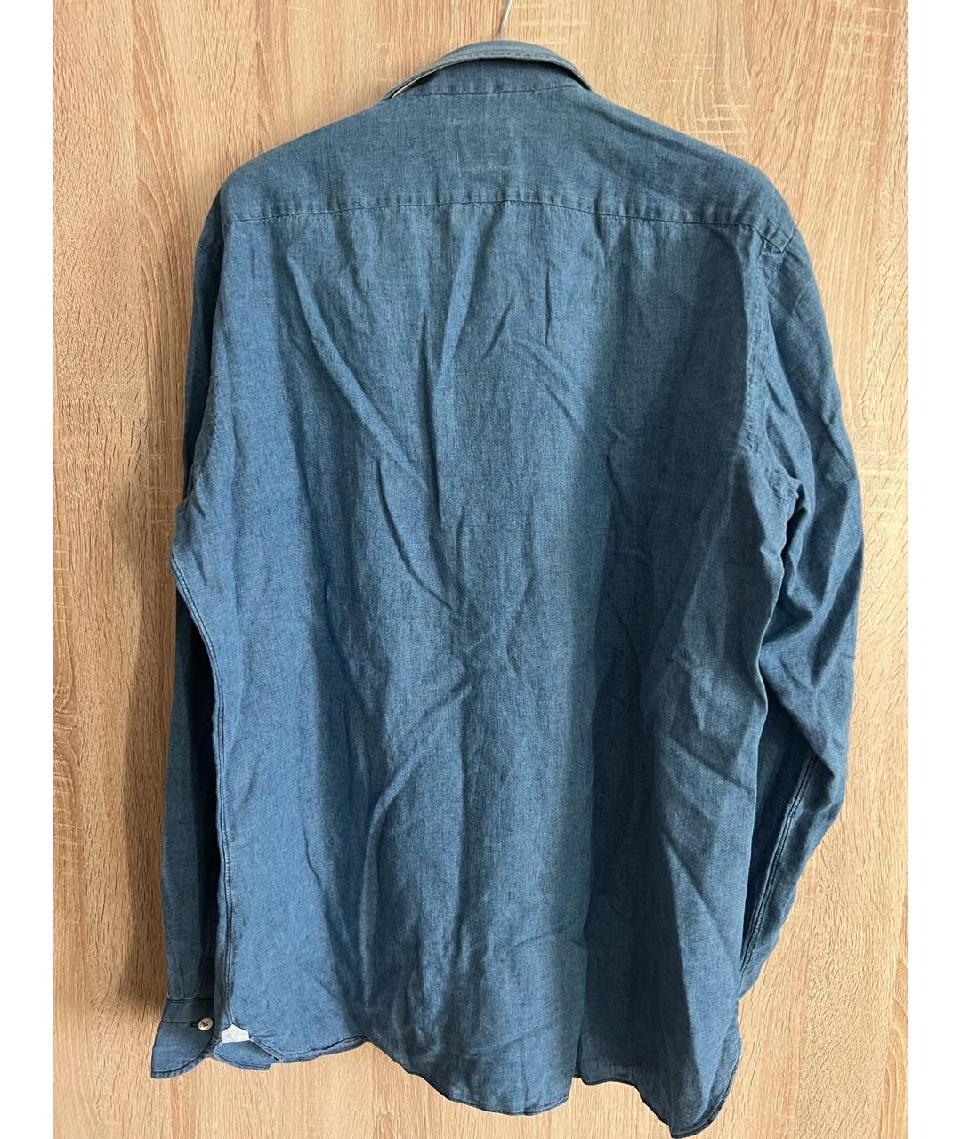 BORRELLI Синяя хлопковая кэжуал рубашка, фото 2