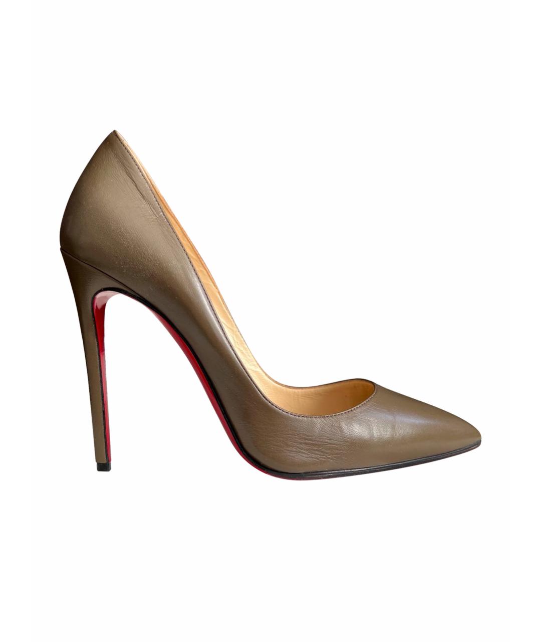 CHRISTIAN LOUBOUTIN Хаки кожаные туфли, фото 1