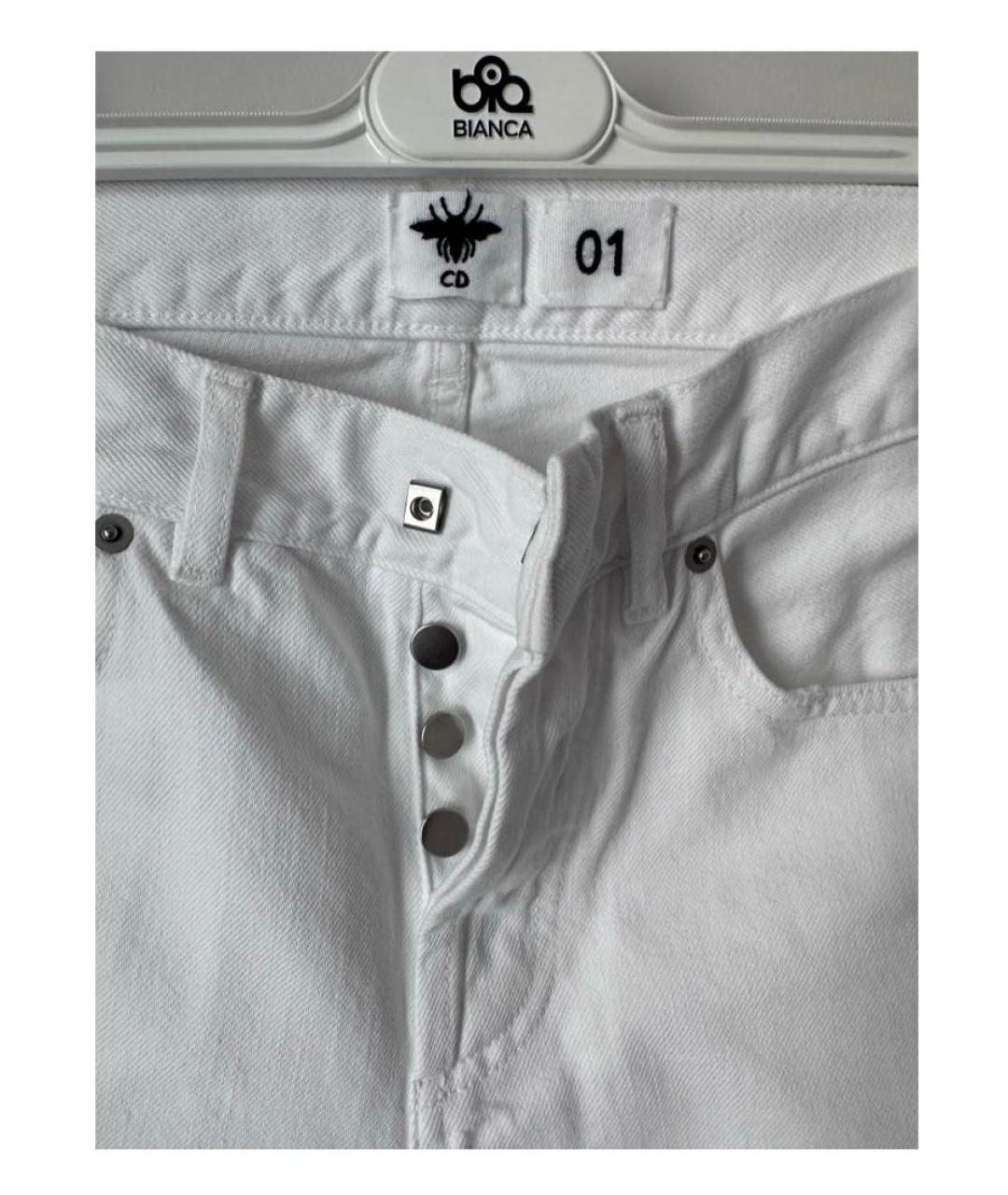 CHRISTIAN DIOR PRE-OWNED Белые хлопковые прямые джинсы, фото 2