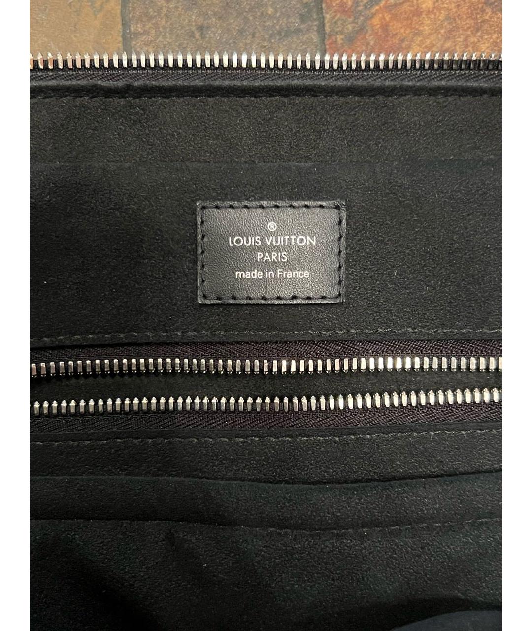 LOUIS VUITTON Черный кожаный портфель, фото 4