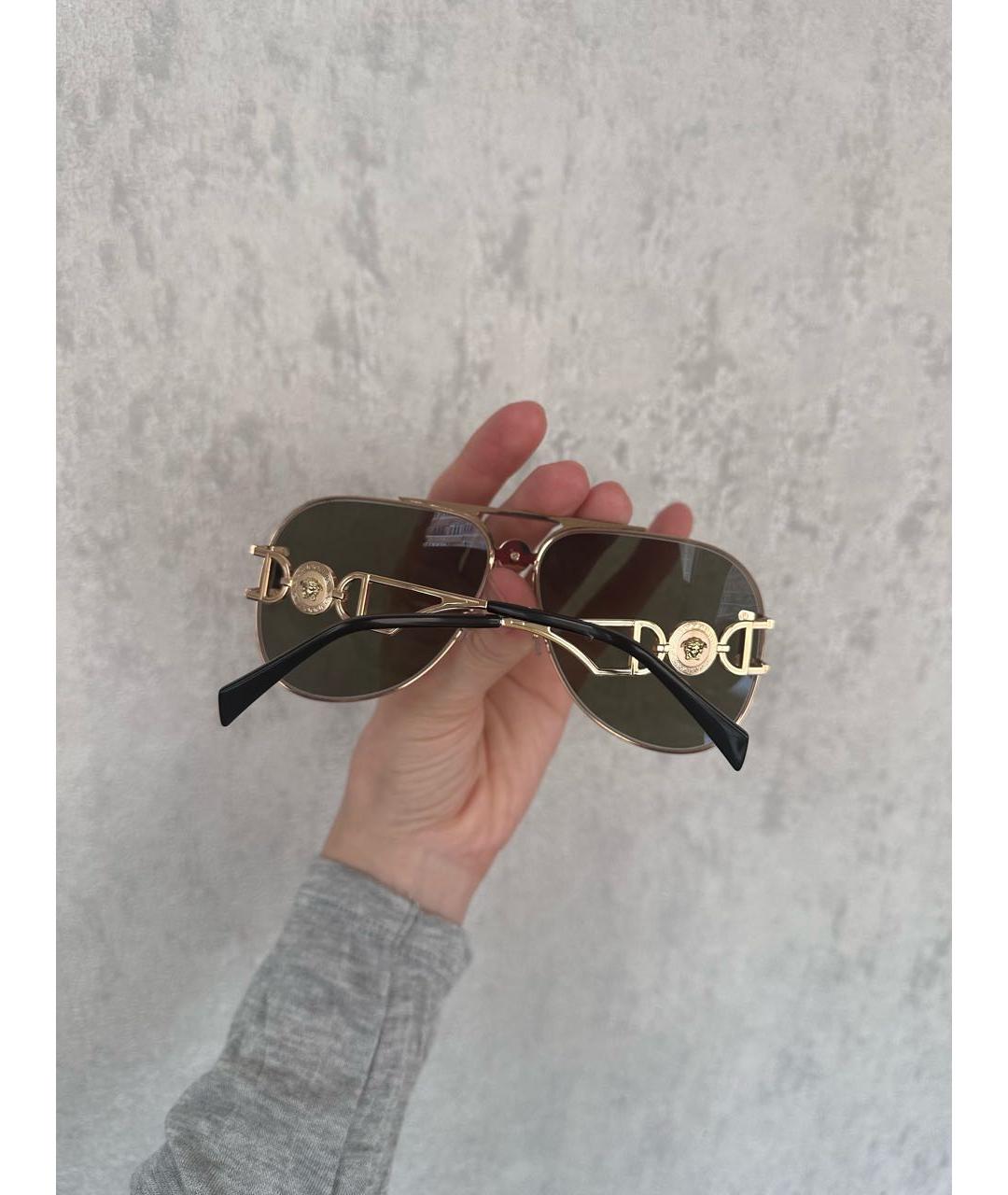 VERSACE Бежевые металлические солнцезащитные очки, фото 6