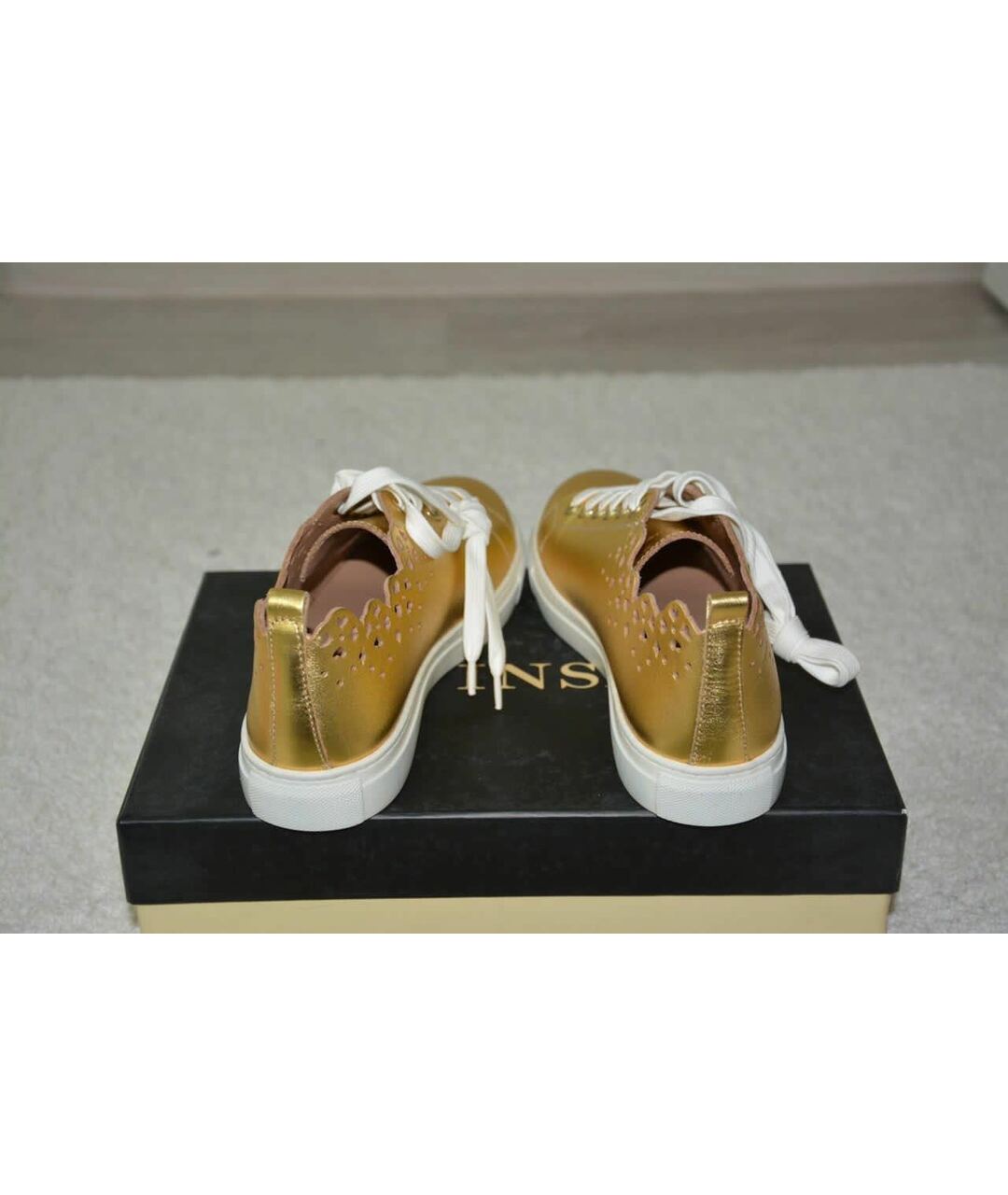 TWIN-SET Золотые кожаные кроссовки, фото 4