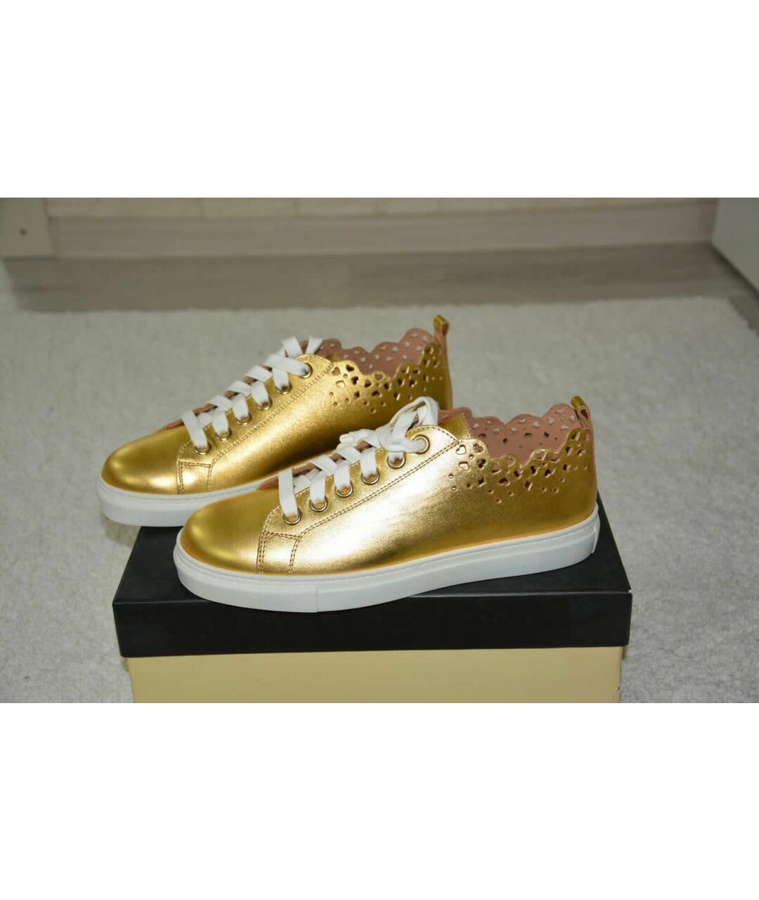TWIN-SET Золотые кожаные кроссовки, фото 8