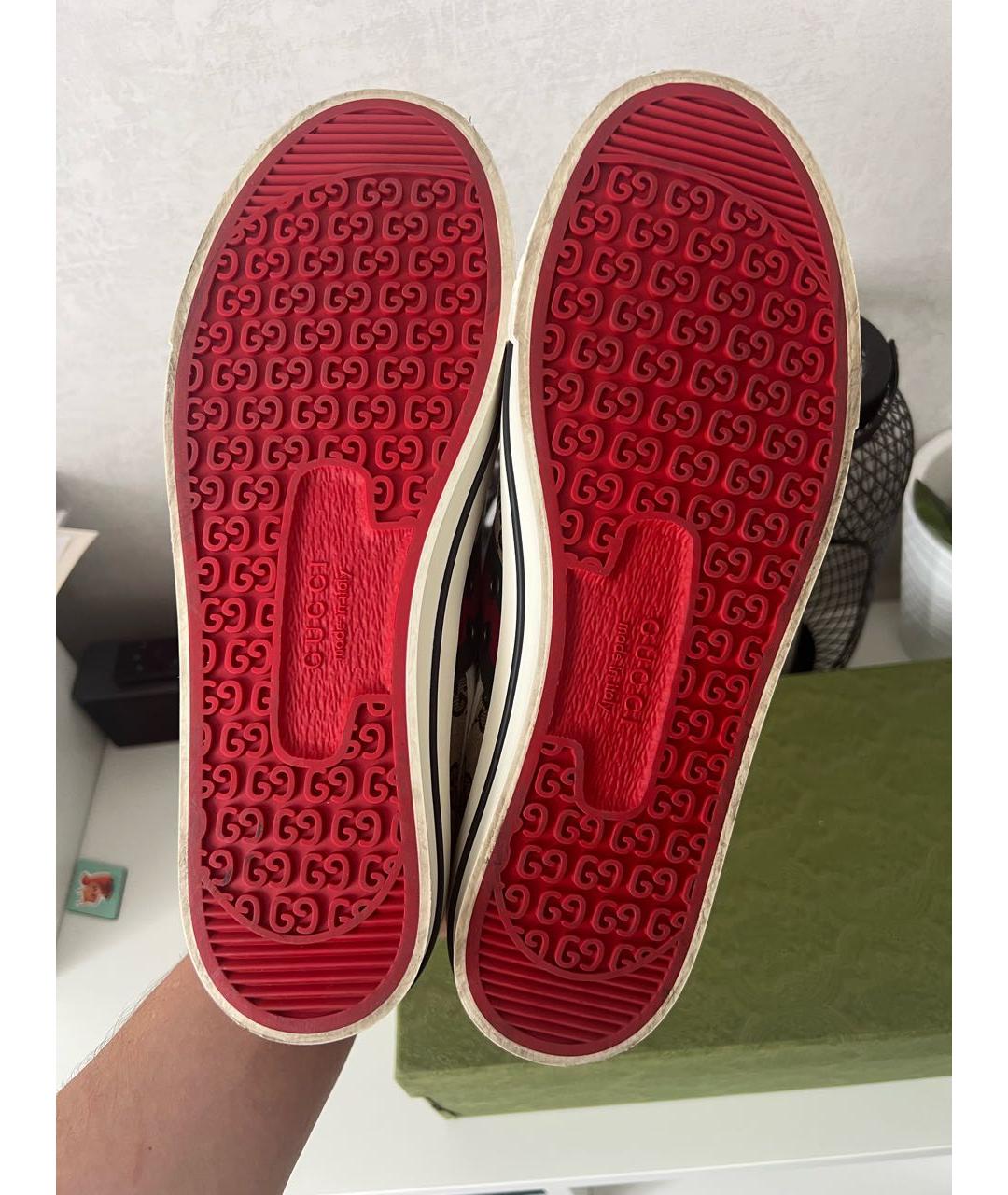 GUCCI Бежевые текстильные низкие кроссовки / кеды, фото 5