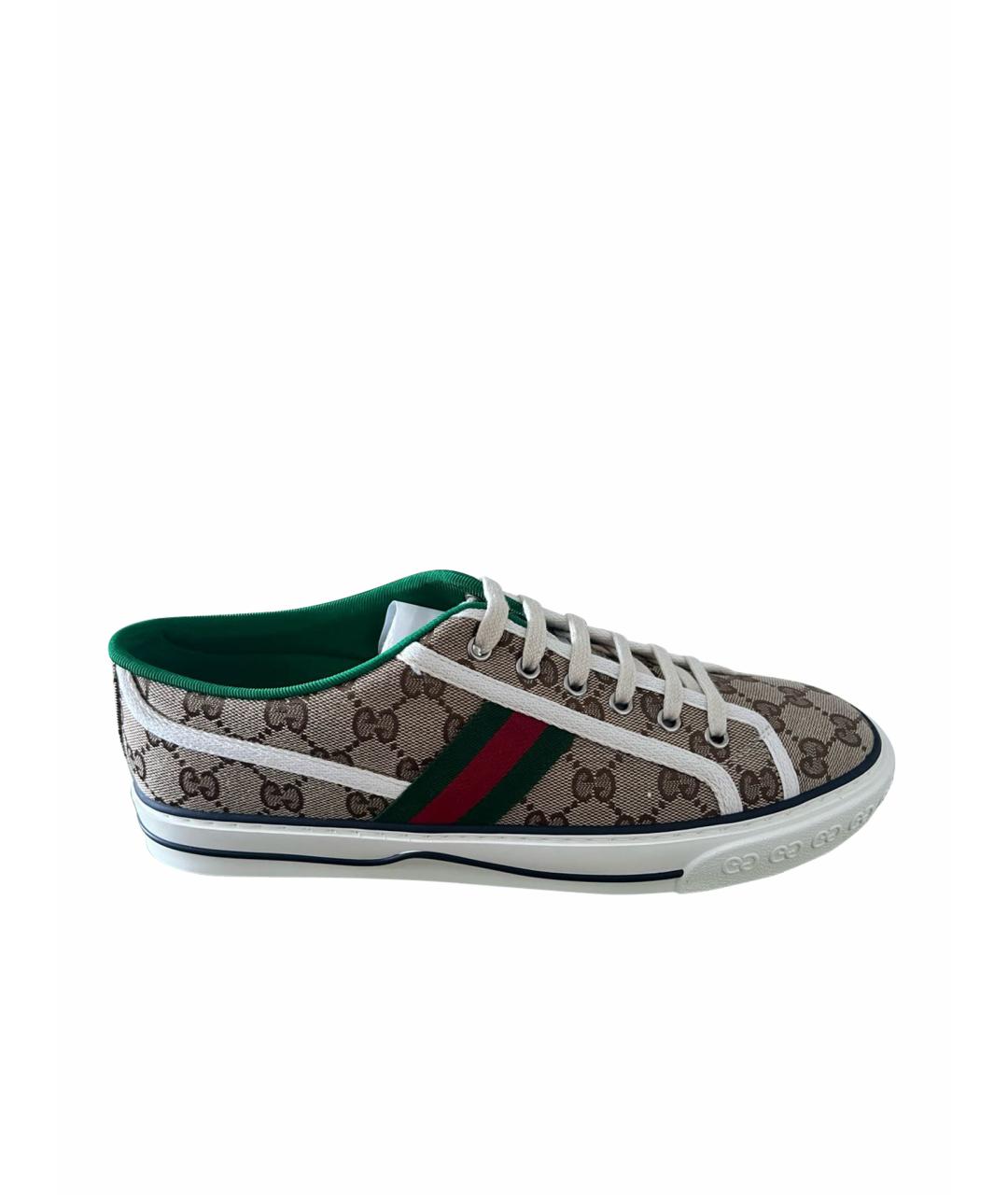 GUCCI Бежевые текстильные низкие кроссовки / кеды, фото 1