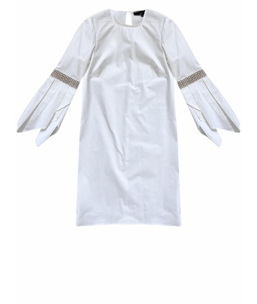 ELISABETTA FRANCHI Белое хлопковое коктейльное платье, фото 1