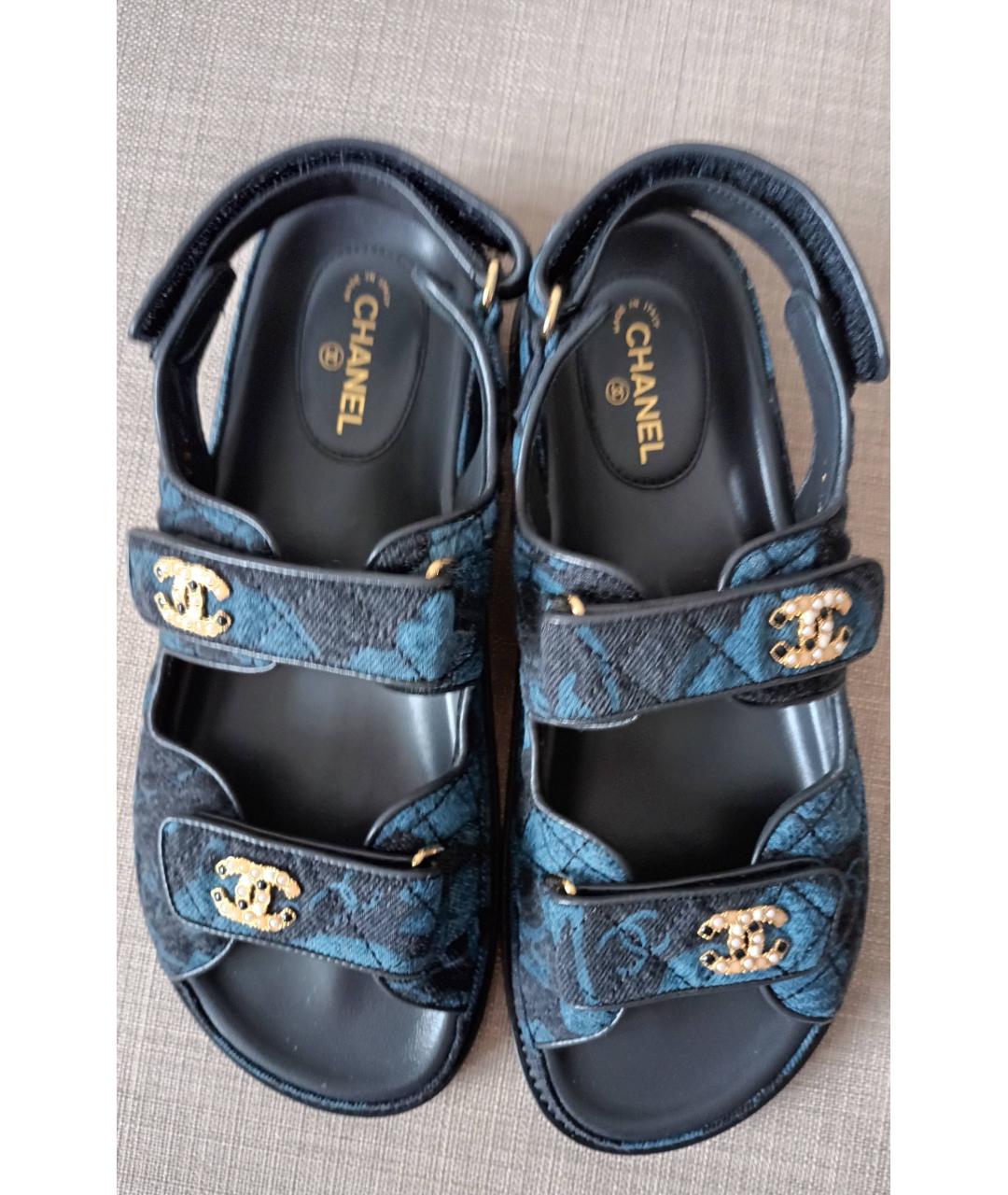 CHANEL PRE-OWNED Синие сандалии, фото 7