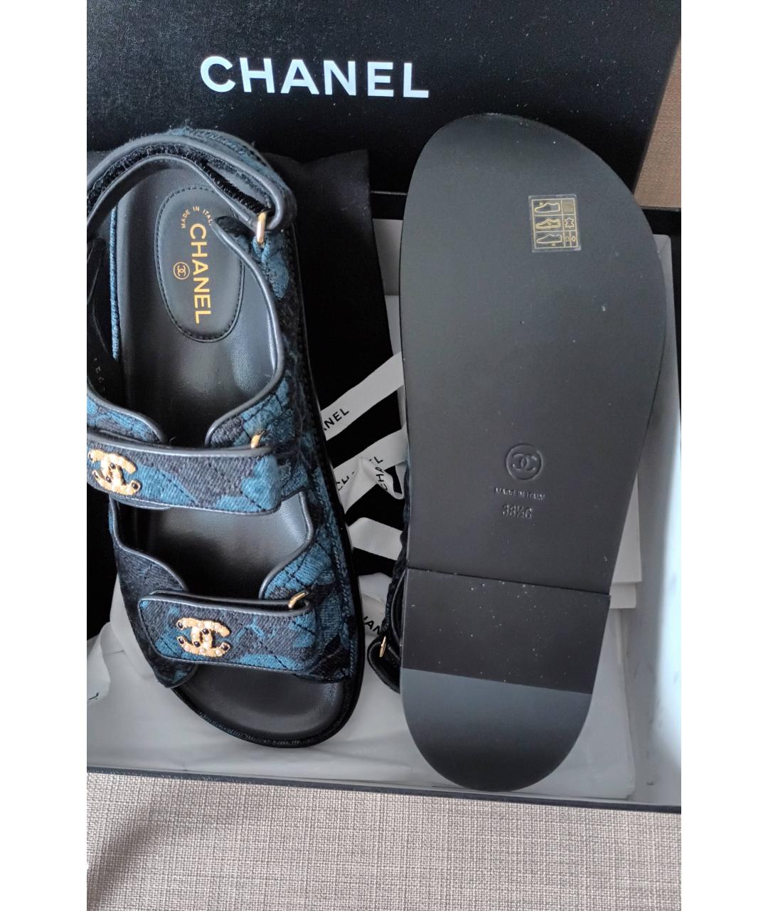 CHANEL PRE-OWNED Синие сандалии, фото 3