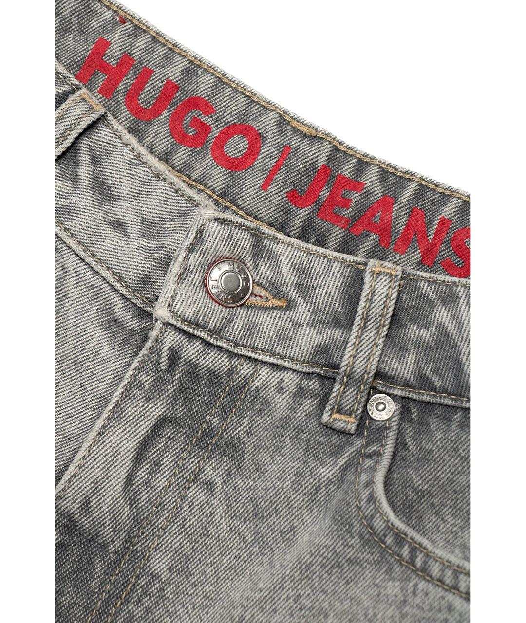 HUGO BOSS Серые хлопковые прямые джинсы, фото 6