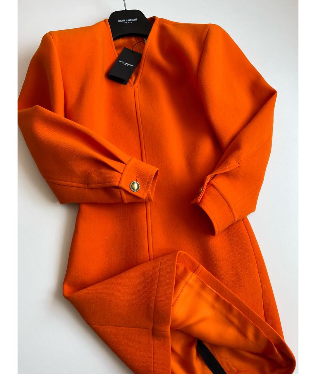 SAINT LAURENT Оранжевое шерстяное коктейльное платье, фото 2