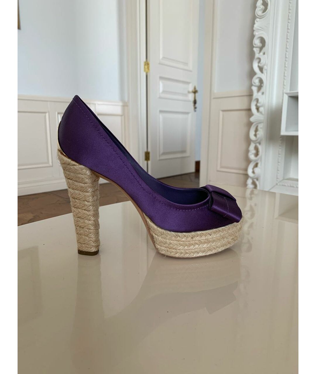 LOUIS VUITTON PRE-OWNED Фиолетовые текстильные туфли, фото 6