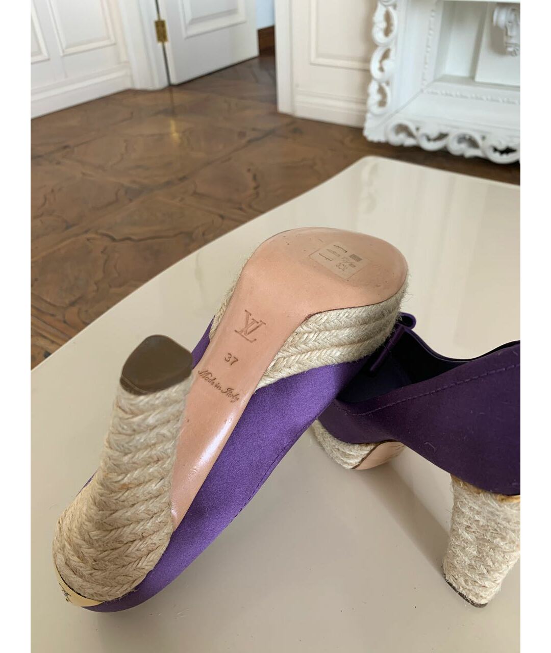 LOUIS VUITTON PRE-OWNED Фиолетовые текстильные туфли, фото 5