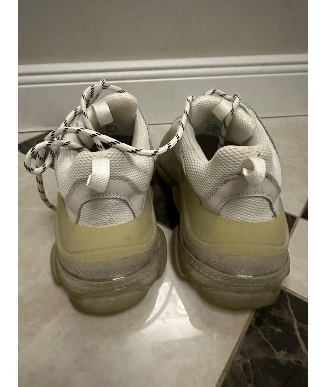 BALENCIAGA Белые кожаные кроссовки, фото 5