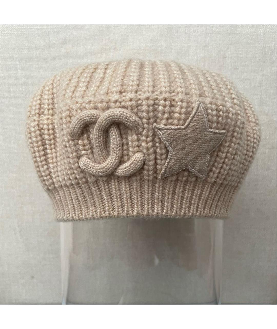 CHANEL Бежевая кашемировая шапка, фото 5