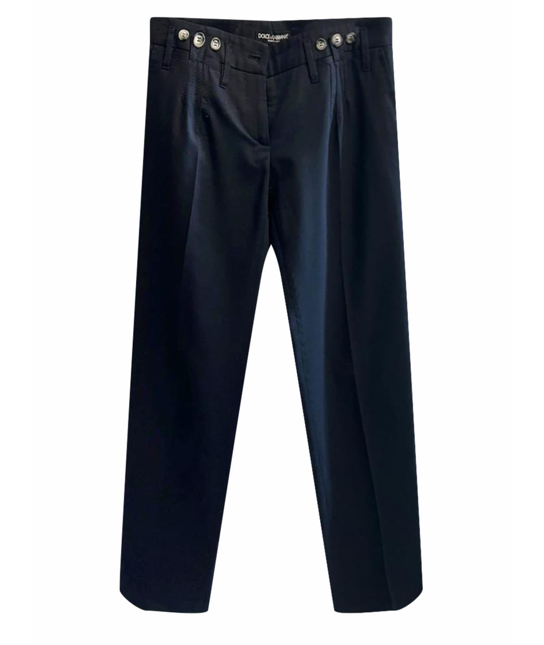 DOLCE&GABBANA Темно-синие шерстяные прямые брюки, фото 1